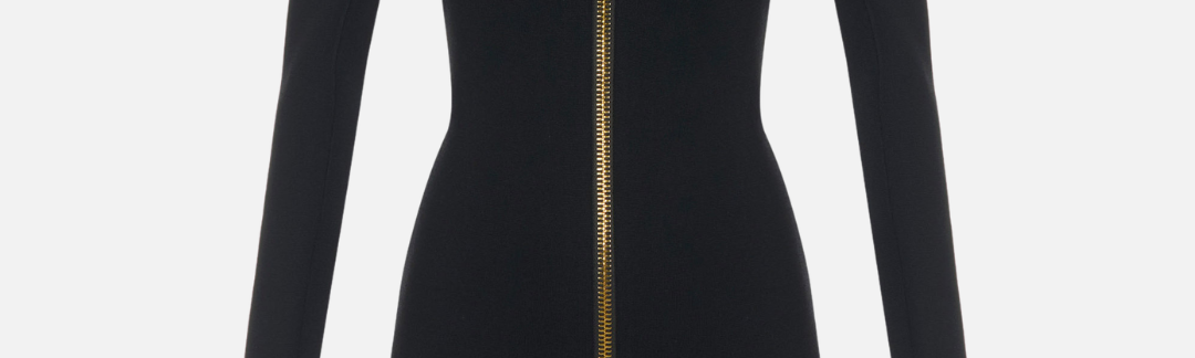 Elisabetta Franchi Mini Abito In Maglia con Zip Dorata AM06B66E2 NERO