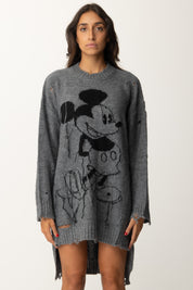 Aniye By Mini Abito In Maglia Destroyed Stampa Mickey 181002 GRAY