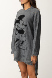 Aniye By Mini Abito In Maglia Destroyed Stampa Mickey 181002 GRAY
