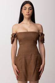 Elisabetta Franchi Mini Abito In Misto Lino AB96862E2 CUOIO