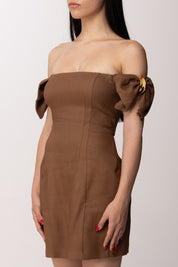Elisabetta Franchi Mini Abito In Misto Lino AB96862E2 CUOIO