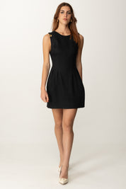 Elisabetta Franchi Mini Abito In Misto Lino con Dettaglio Logo AB84752E2 NERO