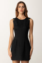 Elisabetta Franchi Mini Abito In Misto Lino con Dettaglio Logo AB84752E2 NERO