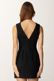 Elisabetta Franchi Mini Abito In Misto Lino con Dettaglio Logo AB84752E2 NERO