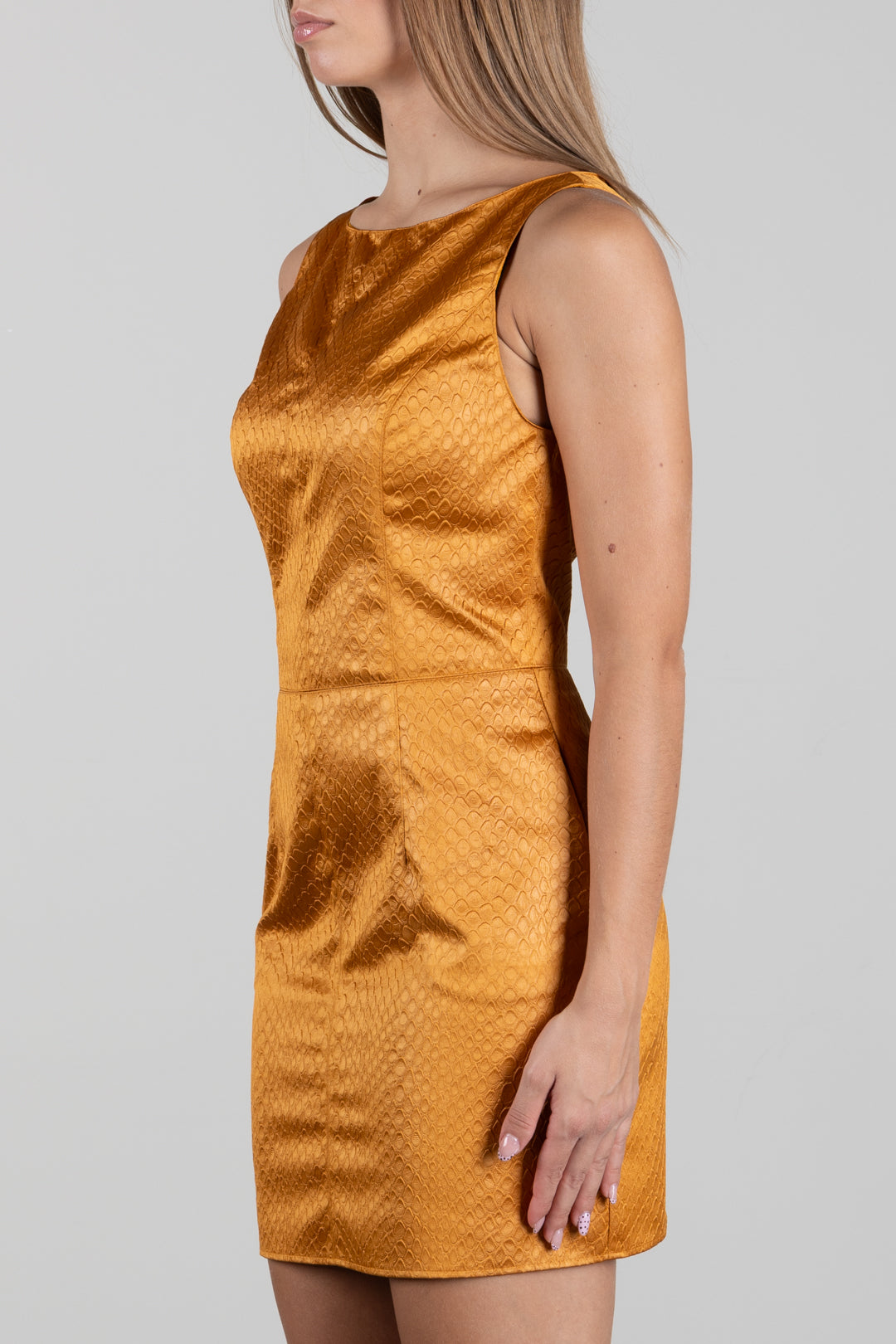 Elisabetta Franchi Mini Abito In Taffettà con Trama a Squame AB02567E2 AMBRA