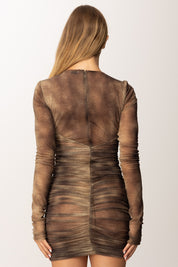 Elisabetta Franchi Mini Abito In Tulle Stampa Pitone con Collana AB87757E2 LIZARD