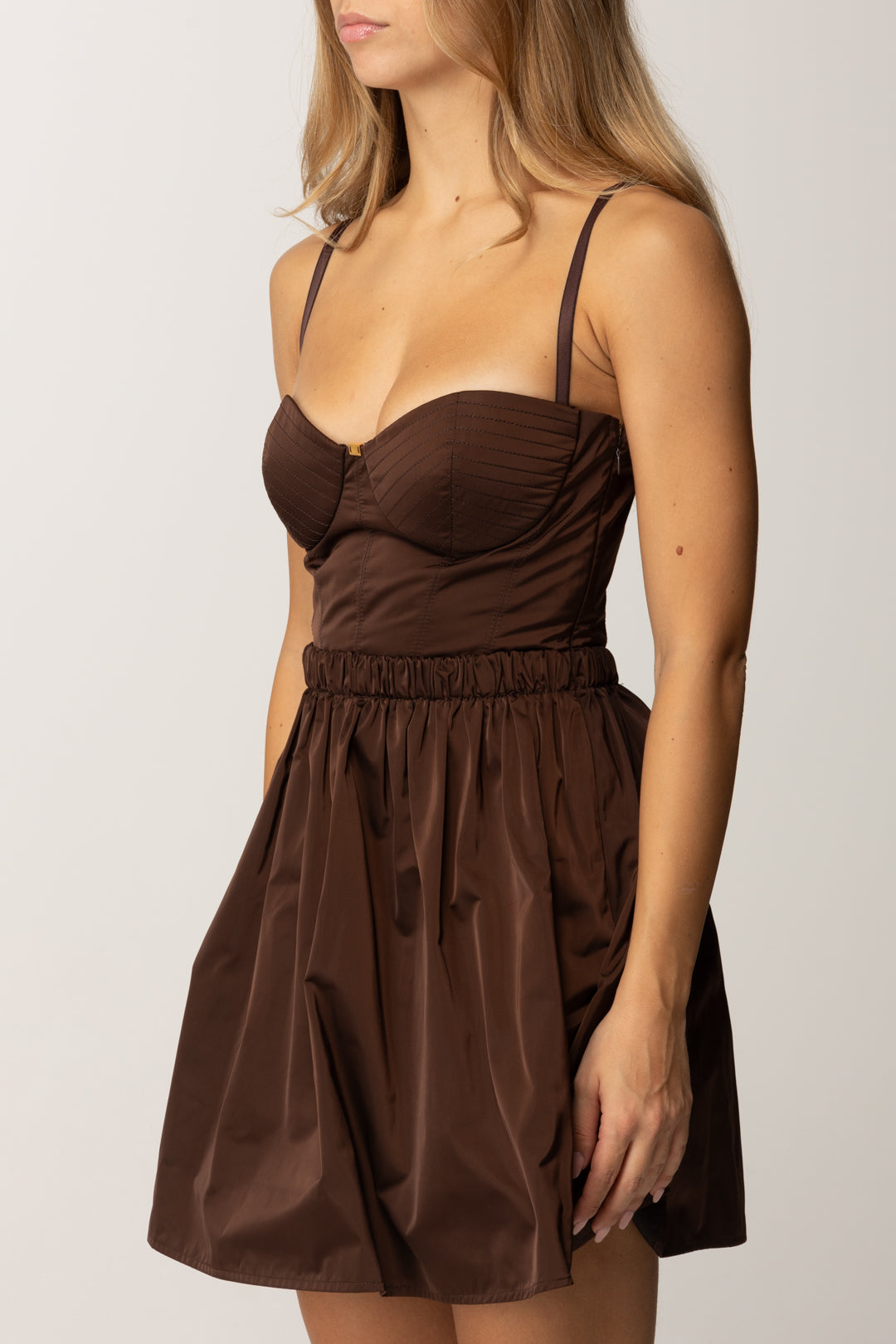 Elisabetta Franchi Mini Abito In Vela con Criss-cross Sul Retro AB89857E2 COFFEE