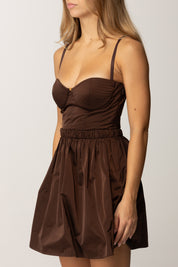 Elisabetta Franchi Mini Abito In Vela con Criss-cross Sul Retro AB89857E2 COFFEE