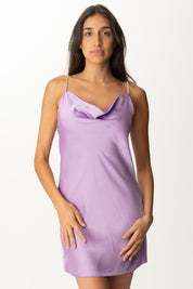 Khloe Femme Mini Abito Lingerie con Spalline Strass 5315 GLICINE