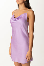 Khloe Femme Mini Abito Lingerie con Spalline Strass 5315 GLICINE