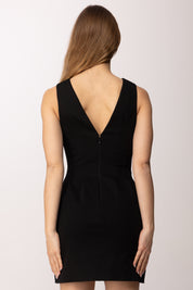 Elisabetta Franchi Mini Abito Scollo a V con Placca Oro AB85661E2 NERO