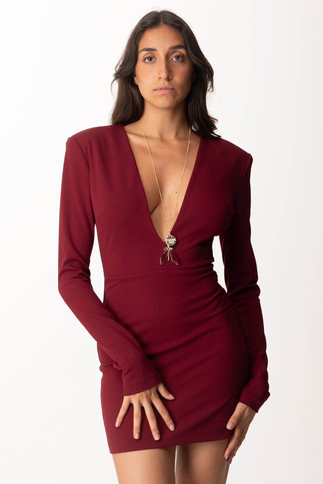 Aniye By Mini Abito Sienna con Scollo a V 181357 BURGUNDY