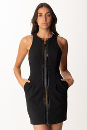 Elisabetta Franchi Mini Abito Smanicato con Dettagli Craquelé AB80656E2 NERO