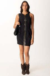 Elisabetta Franchi Mini Abito Smanicato con Dettagli Craquelé AB80656E2 NERO