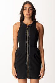 Elisabetta Franchi Mini Abito Smanicato con Dettagli Craquelé AB80656E2 NERO