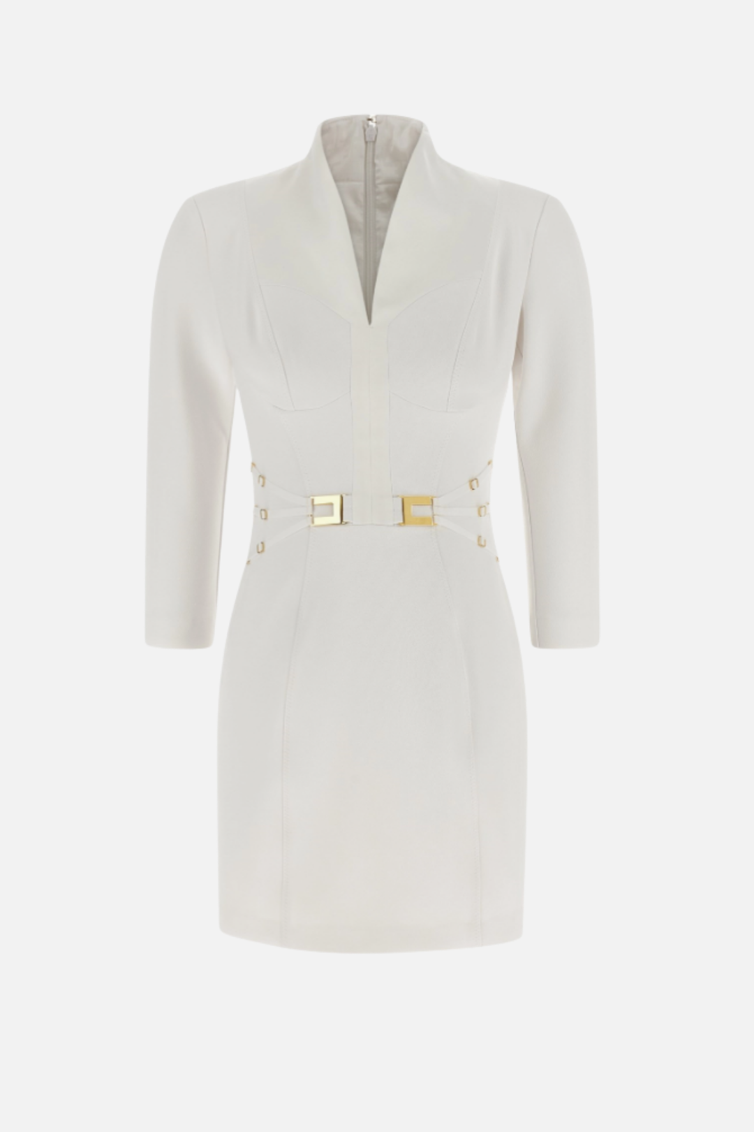 Elisabetta Franchi Mini Abito Stretch con Dettaglio Logo Ed Elastici AB86961E2 AVORIO