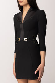 Elisabetta Franchi Mini Abito Stretch con Dettaglio Logo Ed Elastici AB86961E2 NERO