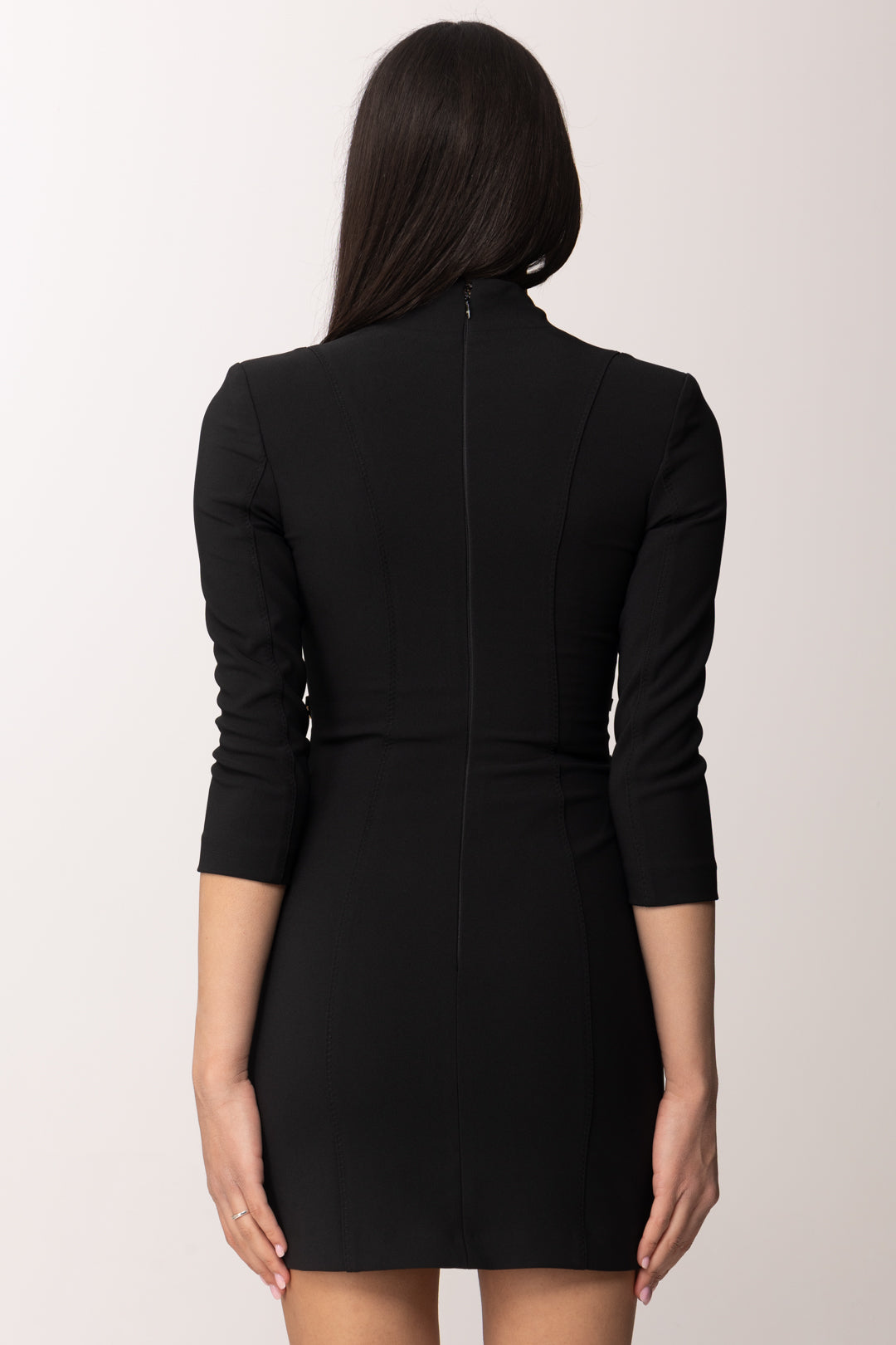 Elisabetta Franchi Mini Abito Stretch con Dettaglio Logo Ed Elastici AB86961E2 NERO