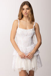 Aniye By Mini Abito Tamara In Pizzo con Balze 185040 BLANC :PE26