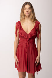 Aniye By Mini Abito Xena con Manica Scesa e Ruches 185256 DEEP RIBBON :PE26