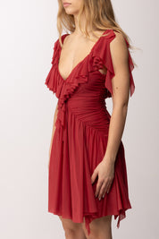 Aniye By Mini Abito Xena con Manica Scesa e Ruches 185256 DEEP RIBBON :PE26