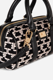 Elisabetta Franchi Mini Bauletto Monogram Travel NERO/BURRO