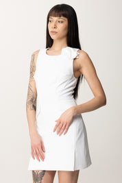 Elisabetta Franchi Mini Dress In Crepe con Fiore e Tasche AB77351E2 AVORIO
