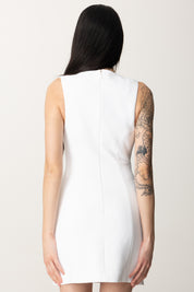 Elisabetta Franchi Mini Dress In Crepe con Fiore e Tasche AB77351E2 AVORIO