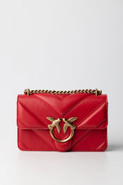 Pinko Mini Love Bag In Pelle 104550 A26Z ROSSO-ANTIQUE GOLD
