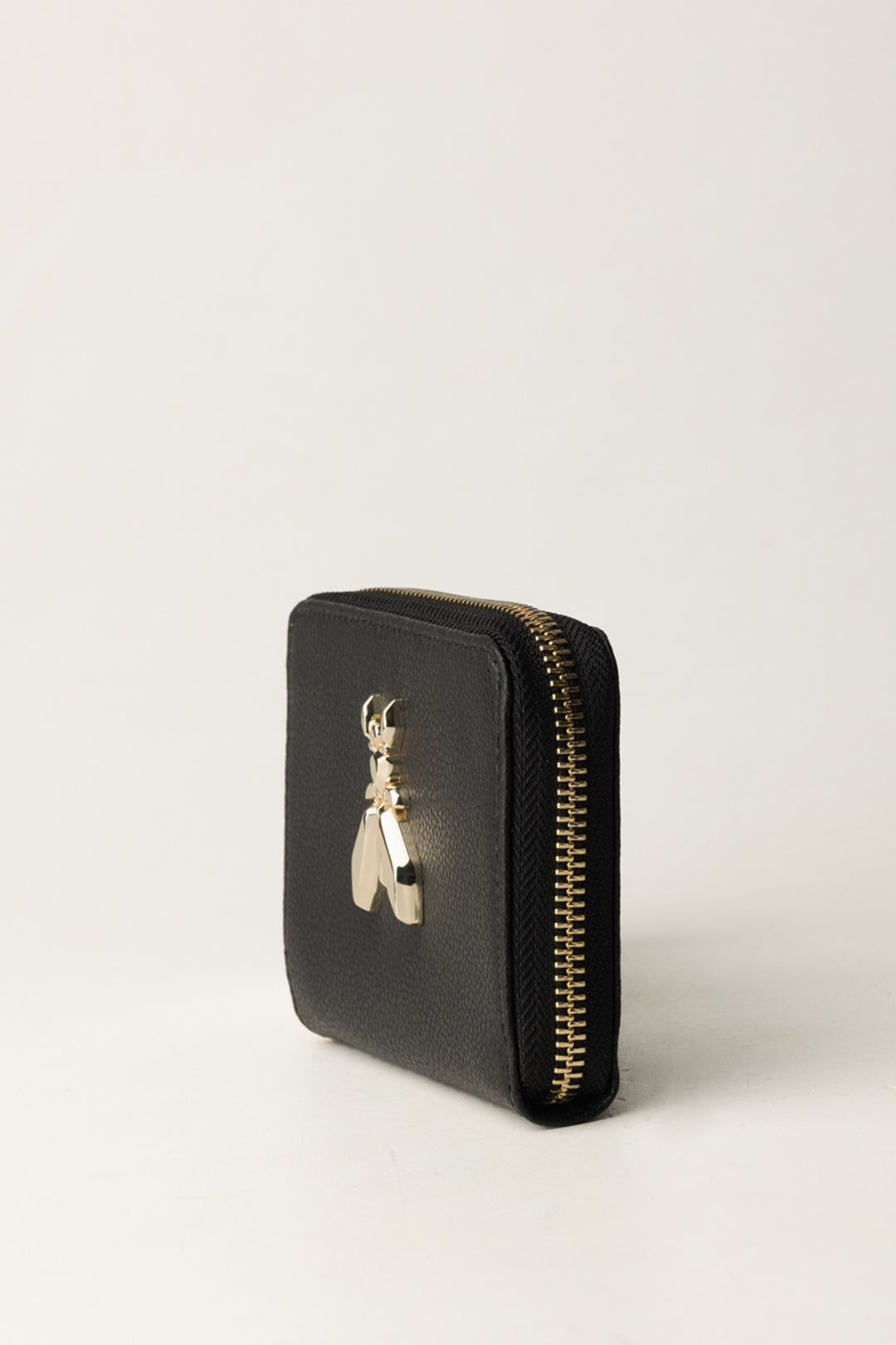 Patrizia Pepe Mini Portamonete In Pelle con Logo Fly Dorato 8Q0017 L001 NERO