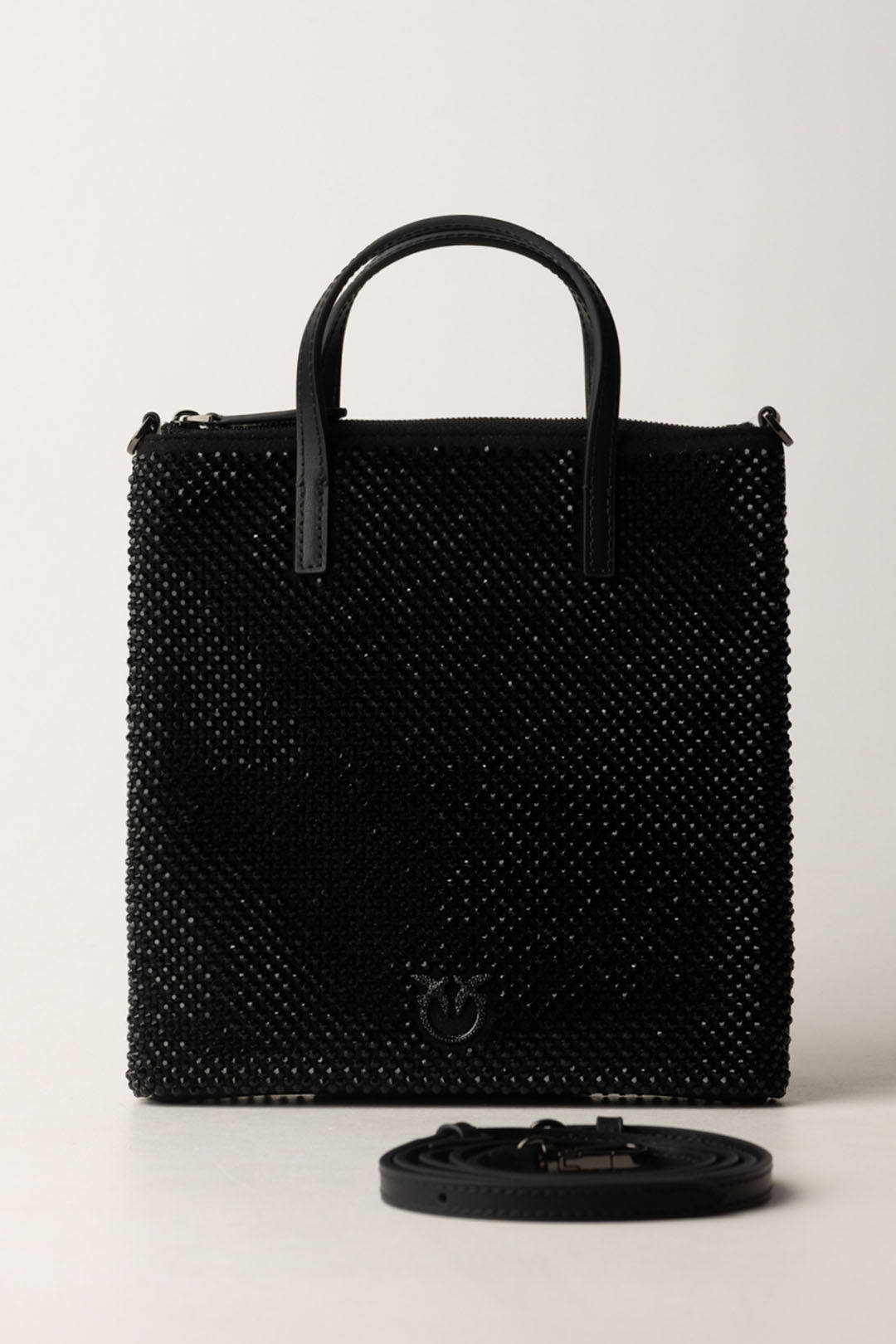 Pinko Mini Shopper Strass Gioiello 102746 A218 Z99F NERO LIMOUSINE-CANNA FUCILE