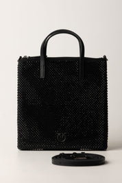 Pinko Mini Shopper Strass Gioiello 102746 A218 Z99F NERO LIMOUSINE-CANNA FUCILE