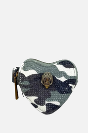 Kurt Geiger Mini Wristlet Bag Cuore Kensington con Stampa Camouflage 5369775609 GREEN COMB