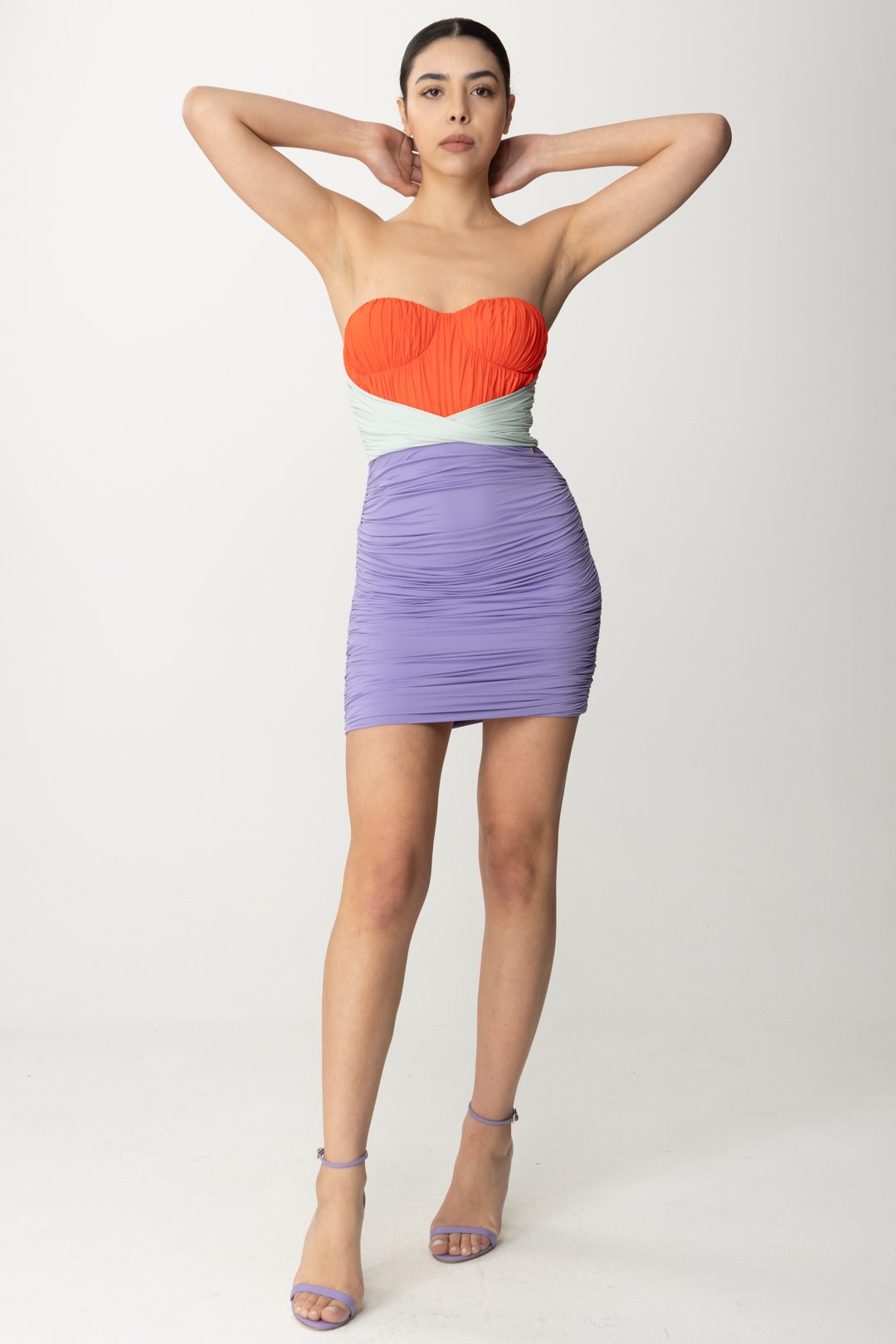 Khloefemme Sandali Corallo Elisabetta Franchi Miniabito Tricolor