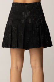 Pinko Minigonna a Pieghe con Cristalli NERO LIMOUSINE