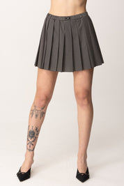 Elisabetta Franchi Minigonna a Pieghe con Stampa Pois GO11352E2 NERO/BURRO