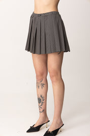 Elisabetta Franchi Minigonna a Pieghe con Stampa Pois GO11352E2 NERO/BURRO