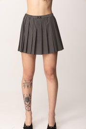 Elisabetta Franchi Minigonna a Pieghe con Stampa Pois GO11352E2 NERO/BURRO