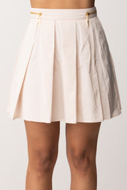 Elisabetta Franchi Minigonna a Pieghe con Zip GO03746E2 LATTICE