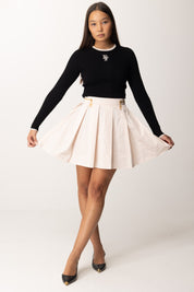 Elisabetta Franchi Minigonna a Pieghe con Zip GO03746E2 LATTICE