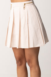 Elisabetta Franchi Minigonna a Pieghe con Zip GO03746E2 LATTICE