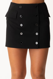Patrizia Pepe Minigonna con Doppia Fila Di Bottoni 8G0497 A025 NERO