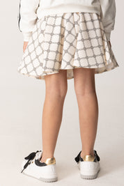 Elisabetta Franchi Bambina Minigonna con Stampa Losanghe BURRO-NERO/NERO