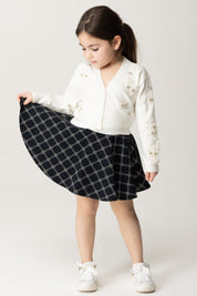 Elisabetta Franchi Bambina Minigonna con Stampa Losanghe EFGO1850GA018 NERO-AVORIO/AVORIO/NERO