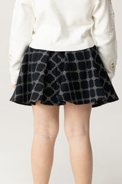 Elisabetta Franchi Bambina Minigonna con Stampa Losanghe EFGO1850GA018 NERO-AVORIO/AVORIO/NERO