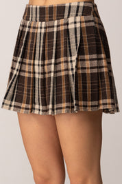 Aniye By Minigonna Gwen a Pieghe Stampata MOKA CHECK