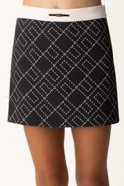 Elisabetta Franchi Bambina Minigonna In Crepe con Stampa Logo All Over EFGO1900GA023 NERO-MILK/MILK