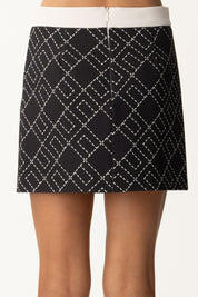 Elisabetta Franchi Bambina Minigonna In Crepe con Stampa Logo All Over EFGO1900GA023 NERO-MILK/MILK