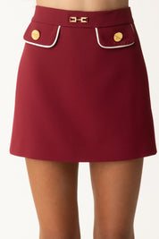 Elisabetta Franchi Bambina Minigonna In Crepe con Tasche Profilate EFGO1970GA085 CHERRY/MILK