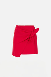 Elisabetta Franchi Minigonna In Crêpe Leggero con Fiocco GO19966E2 RED PASSION
